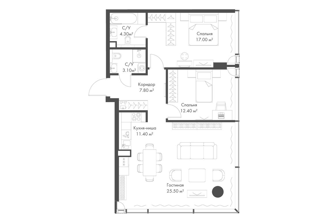 2-BD Apartment Sale, 81.5 sq. m. at Slava, Leningradskiy Avenue, 8с10, Moscow, Russia #1 2-BD Apartment Sale, 81.5 sq. m. at Slava, Leningradskiy Avenue, 8с10, Moscow, Russia #1