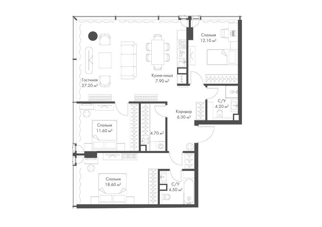 3-BD Apartment Sale, 97.1平方米 at Slava, Leningradskiy Avenue, 8с10, Moscow, Russia #1