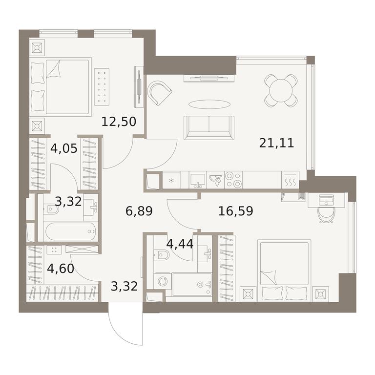 2-BD Apartment Sale, 76.4平方米 at The Five, 5th Donskoy Drive, вл21к6, Moscow, Russia #1 2-BD Apartment Sale, 76.4平方米 at The Five, 5th Donskoy Drive, вл21к6, Moscow, Russia #1