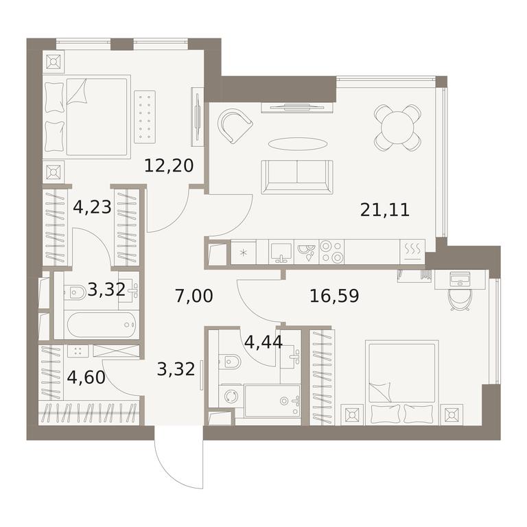 2-BD Apartment Sale, 76.4平方米 at The Five, 5th Donskoy Drive, вл21к6, Moscow, Russia #1 2-BD Apartment Sale, 76.4平方米 at The Five, 5th Donskoy Drive, вл21к6, Moscow, Russia #1