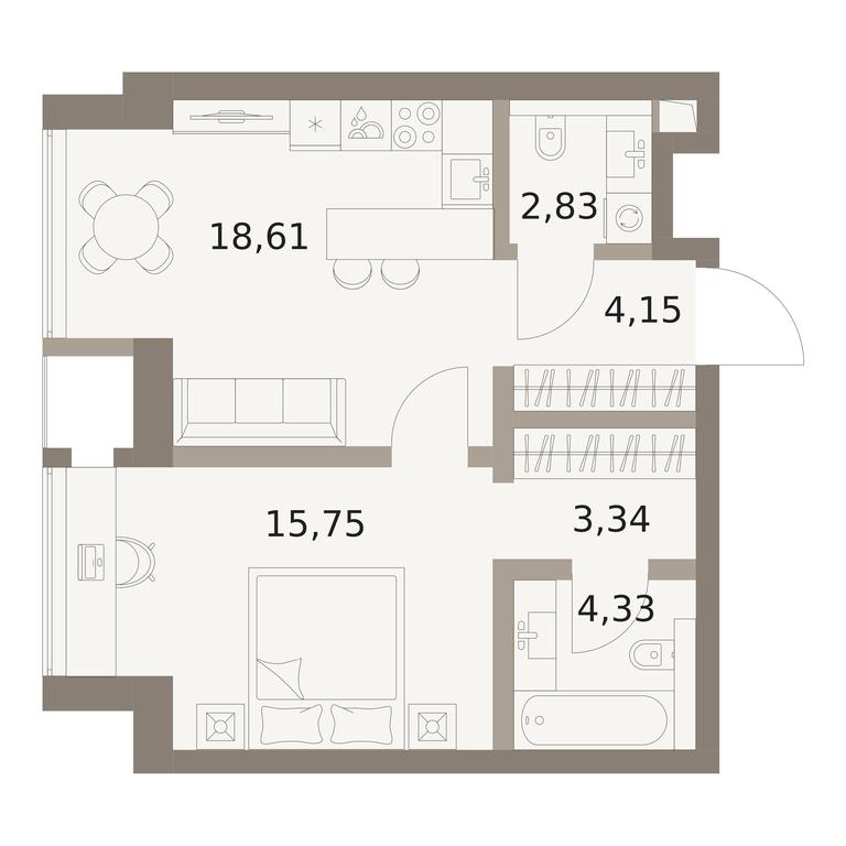 1-BD Apartment Sale, 49.01平方米 at The Five, 5th Donskoy Drive, вл21к6, Moscow, Russia #1