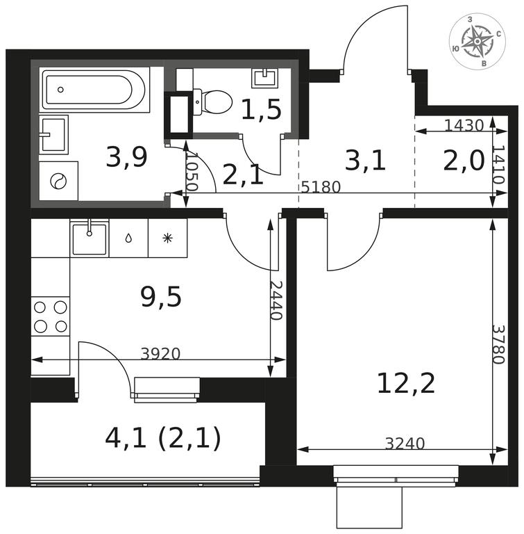 1-BD Apartment Sale, 36.4 sq. m. at 1 Himkinskij, zhiloy kompleks 1-y Khimkinskiy, kvartal Mezhdunarodny, mikrorayon Klyazma-Starbeyevo, Khimki, Moscow Region, Russia #2
