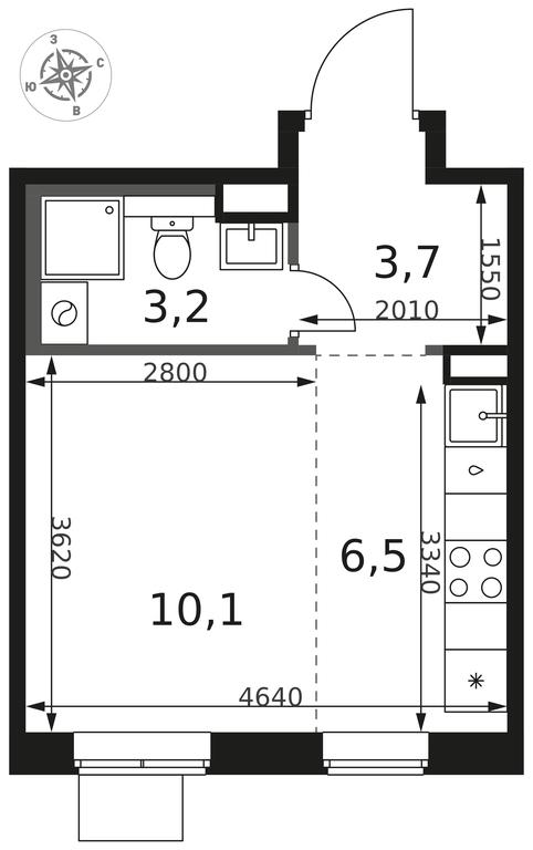 Apartment Sale, 23.5平方米 at 1 Himkinskij, zhiloy kompleks 1-y Khimkinskiy, kvartal Mezhdunarodny, mikrorayon Klyazma-Starbeyevo, Khimki, Moscow Region, Russia #2