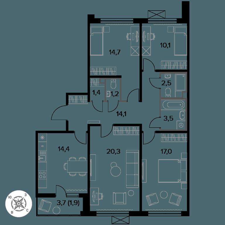 4-BD Apartment Sale, 101.1平方米 at Pervyi Leningradskiy, Pervy Leningradskiy Residential Complex, Moscow, Russia #1 4-BD Apartment Sale, 101.1平方米 at Pervyi Leningradskiy, Pervy Leningradskiy Residential Complex, Moscow, Russia #1
