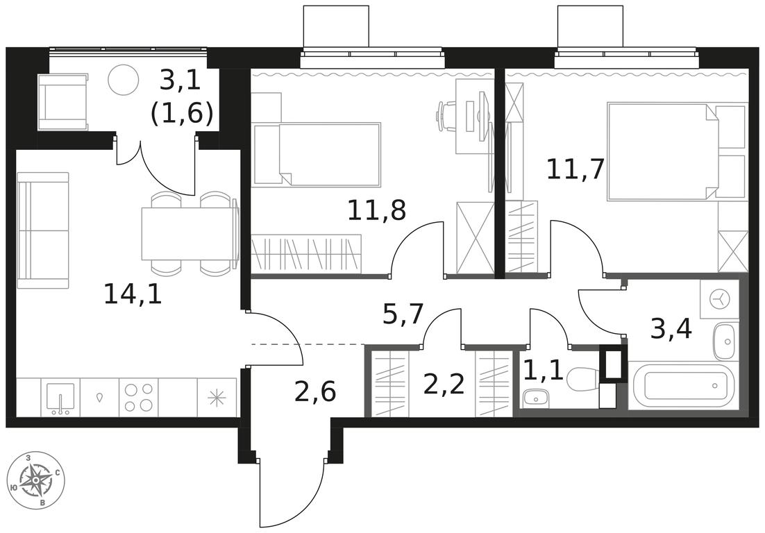 2-BD Apartment Sale, 54.2 sq. m. at 1 Himkinskij, zhiloy kompleks 1-y Khimkinskiy, kvartal Mezhdunarodny, mikrorayon Klyazma-Starbeyevo, Khimki, Moscow Region, Russia #1 2-BD Apartment Sale, 54.2 sq. m. at 1 Himkinskij, zhiloy kompleks 1-y Khimkinskiy, kvartal Mezhdunarodny, mikrorayon Klyazma-Starbeyevo, Khimki, Moscow Region, Russia #1