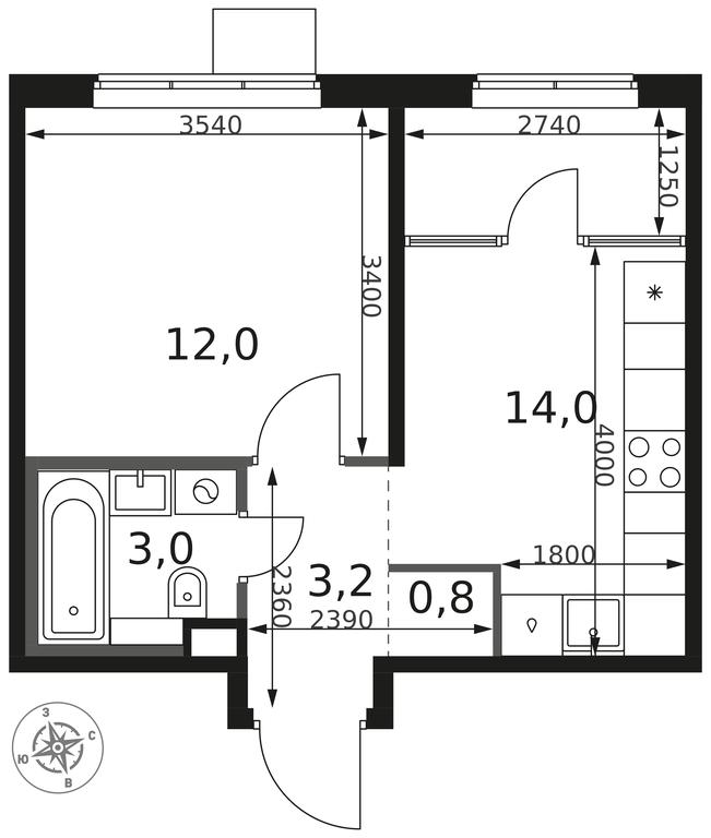 1-BD Apartment Sale, 33 sq. m. at 1 Himkinskij, zhiloy kompleks 1-y Khimkinskiy, kvartal Mezhdunarodny, mikrorayon Klyazma-Starbeyevo, Khimki, Moscow Region, Russia #2