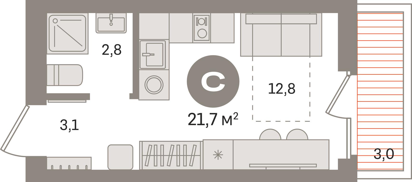 Apartment Sale, 21.7平方米 at Pervy kvartal, Kalinovaya ulitsa, derevnya Sapronovo, Leninskiy City District, Moscow Region, Russia #1