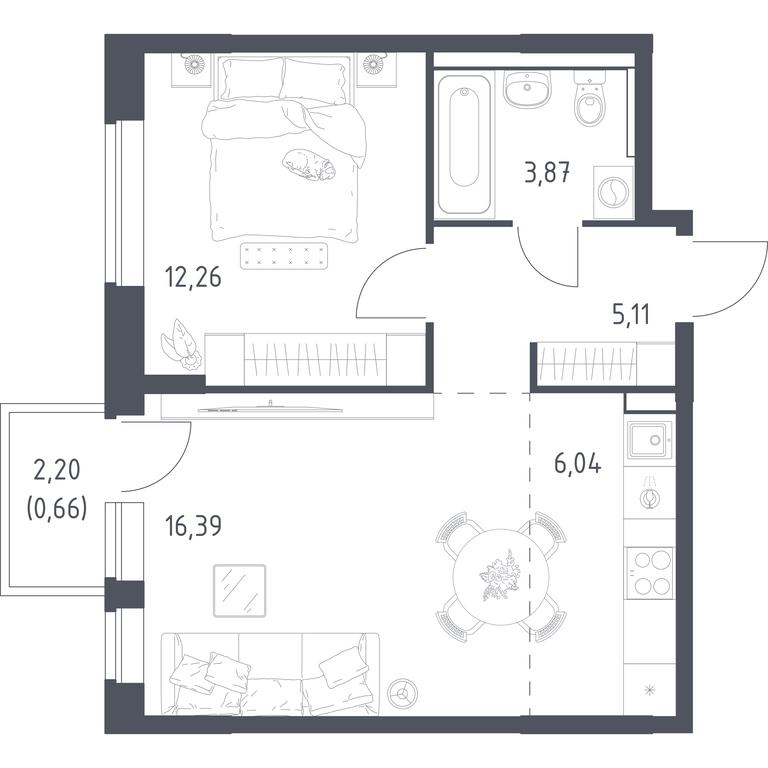 Apartment Sale, 44.33平方米 at Prigorod Lesnoe, Molodyozhny bulvar, 6, derevnya Misaylovo, Leninskiy City District, Moscow Region, Russia #1 Apartment Sale, 44.33平方米 at Prigorod Lesnoe, Molodyozhny bulvar, 6, derevnya Misaylovo, Leninskiy City District, Moscow Region, Russia #1