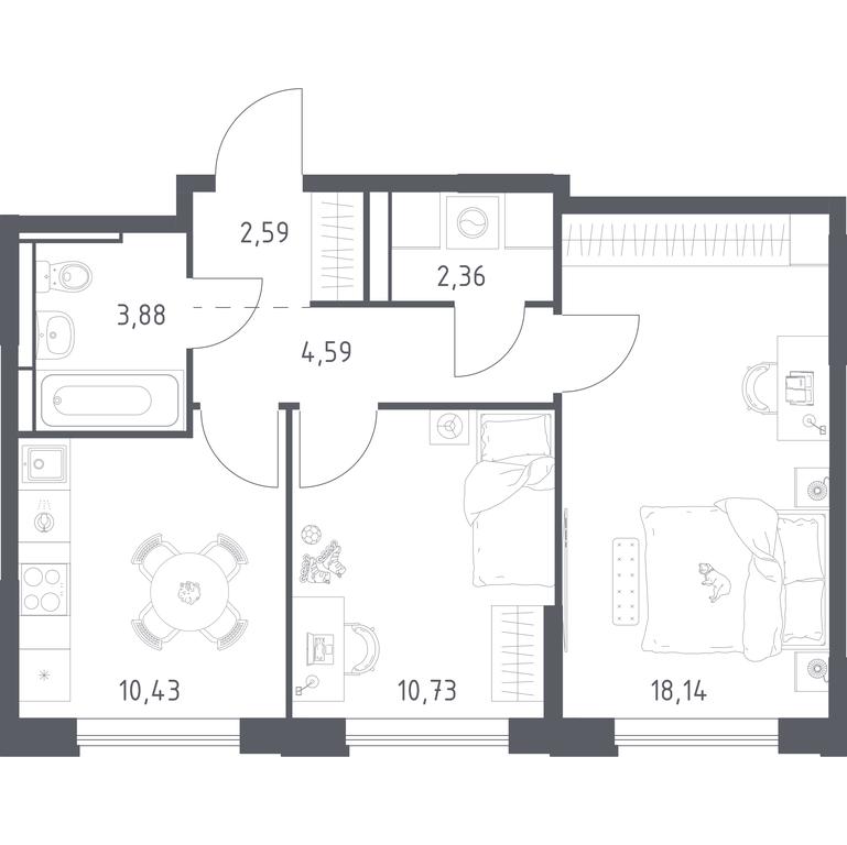 1-BD Apartment Sale, 52.72 sq. m. at Pribrezhnyi Park, Pribrezhniy Park Residential Complex, Village of Yam, Domodedovo City District, Moscow Region, Russia #1 1-BD Apartment Sale, 52.72 sq. m. at Pribrezhnyi Park, Pribrezhniy Park Residential Complex, Village of Yam, Domodedovo City District, Moscow Region, Russia #1