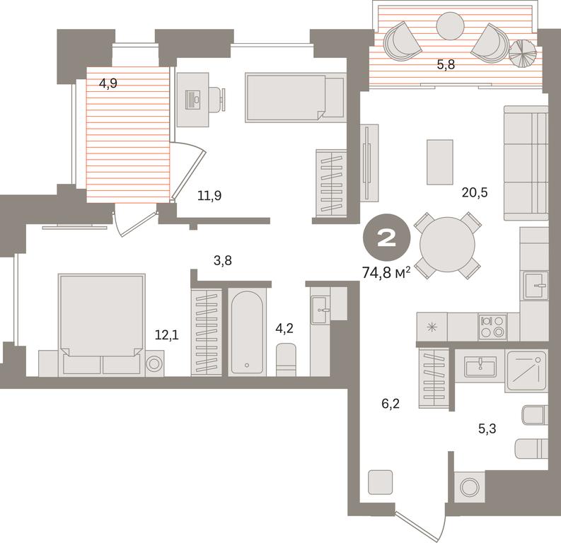 2-BD Apartment Sale, 74.8 sq. m. at Kvartal «MONS», Ogorodny Drive, Moscow, Russia #1 2-BD Apartment Sale, 74.8 sq. m. at Kvartal «MONS», Ogorodny Drive, Moscow, Russia #1