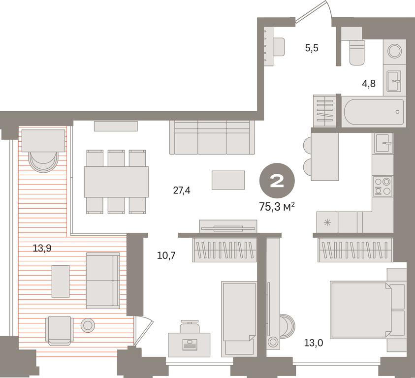 2-BD Apartment Sale, 75.3 sq. m. at Kvartal «MONS», Ogorodny Drive, Moscow, Russia #1 2-BD Apartment Sale, 75.3 sq. m. at Kvartal «MONS», Ogorodny Drive, Moscow, Russia #1