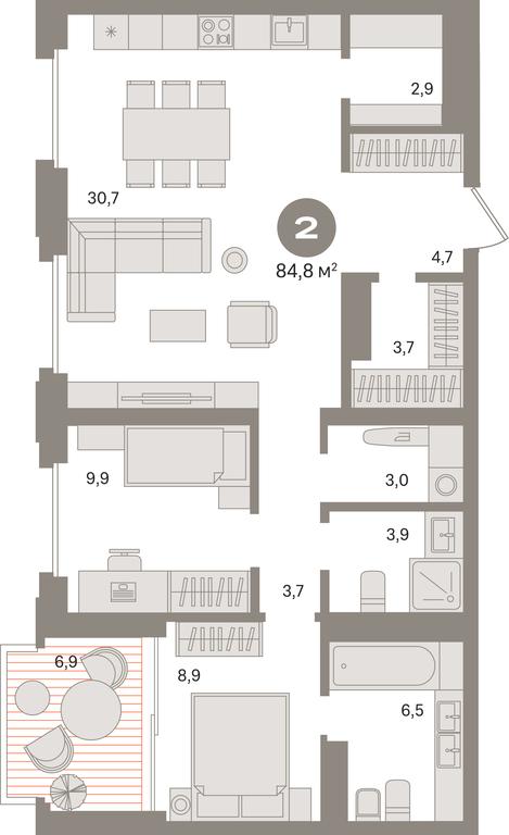 2-BD Apartment Sale, 84.8平方米 at Kvartal «MONS», Ogorodny Drive, Moscow, Russia #1 2-BD Apartment Sale, 84.8平方米 at Kvartal «MONS», Ogorodny Drive, Moscow, Russia #1