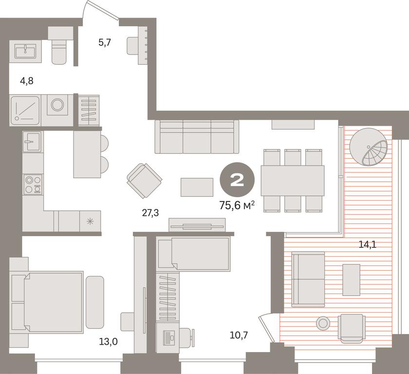 2-BD Apartment Sale, 75.6 sq. m. at Kvartal «MONS», Ogorodny Drive, Moscow, Russia #1 2-BD Apartment Sale, 75.6 sq. m. at Kvartal «MONS», Ogorodny Drive, Moscow, Russia #1