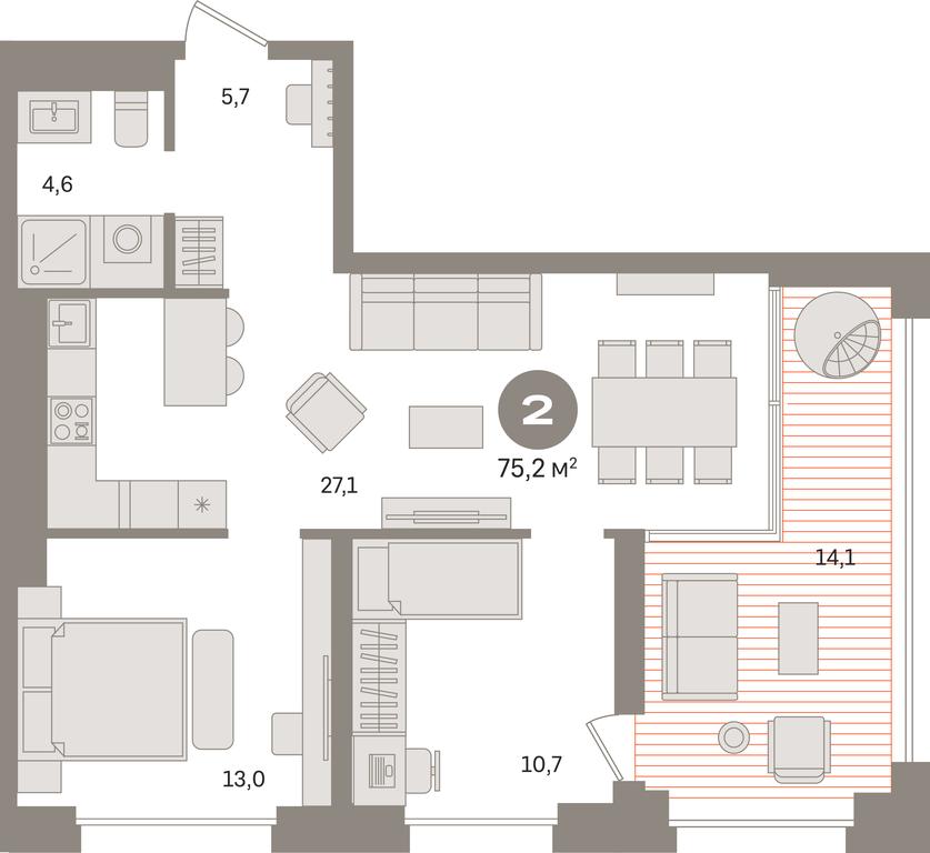 2-BD Apartment Sale, 75.2 sq. m. at Kvartal «MONS», Ogorodny Drive, Moscow, Russia #1 2-BD Apartment Sale, 75.2 sq. m. at Kvartal «MONS», Ogorodny Drive, Moscow, Russia #1