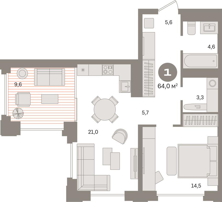 1-BD Apartment Sale, 64 sq. m. at Kvartal «MONS», Ogorodny Drive, Moscow, Russia #1 1-BD Apartment Sale, 64 sq. m. at Kvartal «MONS», Ogorodny Drive, Moscow, Russia #1