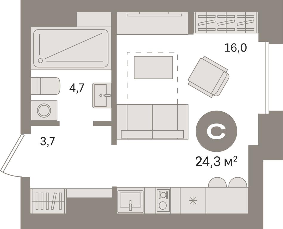 Apartment Sale, 24.3平方米 at Kvartal «MONS», Ogorodny Drive, Moscow, Russia #1
