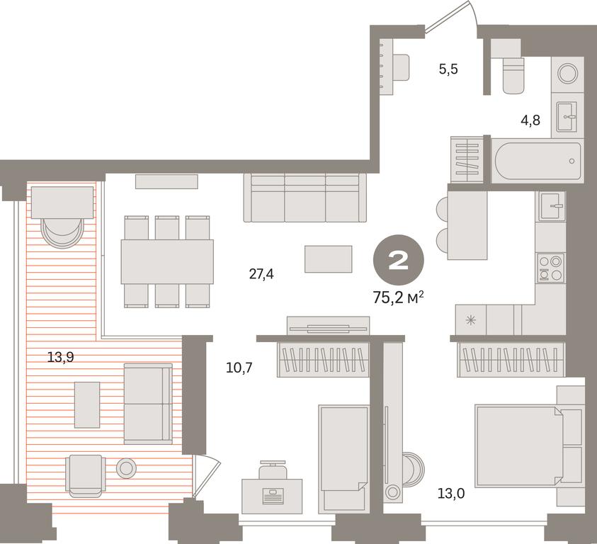 2-BD Apartment Sale, 75.2 sq. m. at Kvartal «MONS», Ogorodny Drive, Moscow, Russia #1 2-BD Apartment Sale, 75.2 sq. m. at Kvartal «MONS», Ogorodny Drive, Moscow, Russia #1