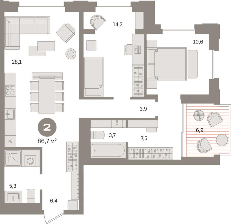 2-BD Apartment Sale, 86.7 sq. m. at Kvartal «MONS», Ogorodny Drive, Moscow, Russia #1 2-BD Apartment Sale, 86.7 sq. m. at Kvartal «MONS», Ogorodny Drive, Moscow, Russia #1