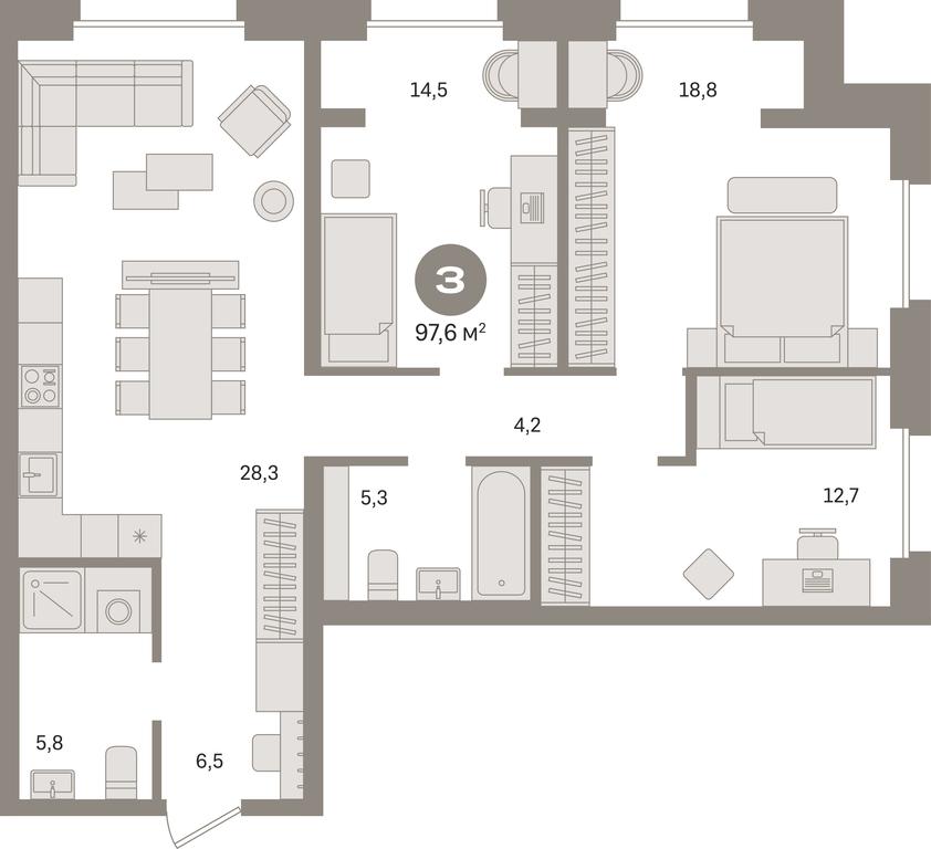 3-BD Apartment Sale, 97.6平方米 at Kvartal «MONS», Ogorodny Drive, Moscow, Russia #1 3-BD Apartment Sale, 97.6平方米 at Kvartal «MONS», Ogorodny Drive, Moscow, Russia #1