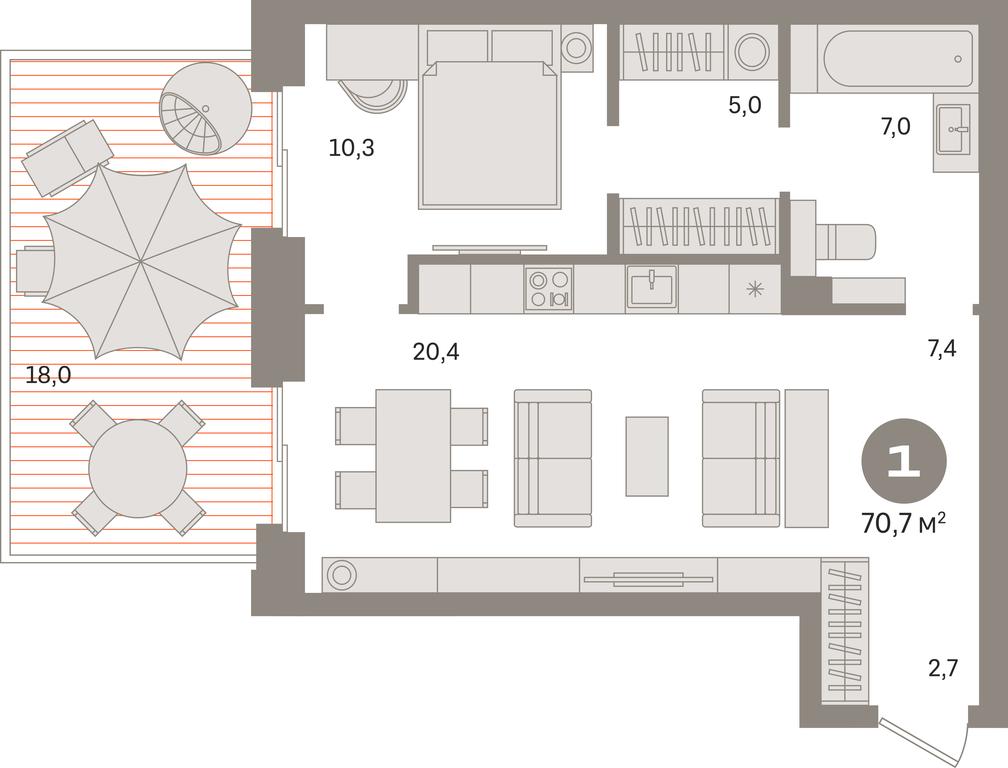 1-BD Apartment Sale, 70.7 sq. m. at Kvartal «MONS», Ogorodny Drive, Moscow, Russia #1 1-BD Apartment Sale, 70.7 sq. m. at Kvartal «MONS», Ogorodny Drive, Moscow, Russia #1