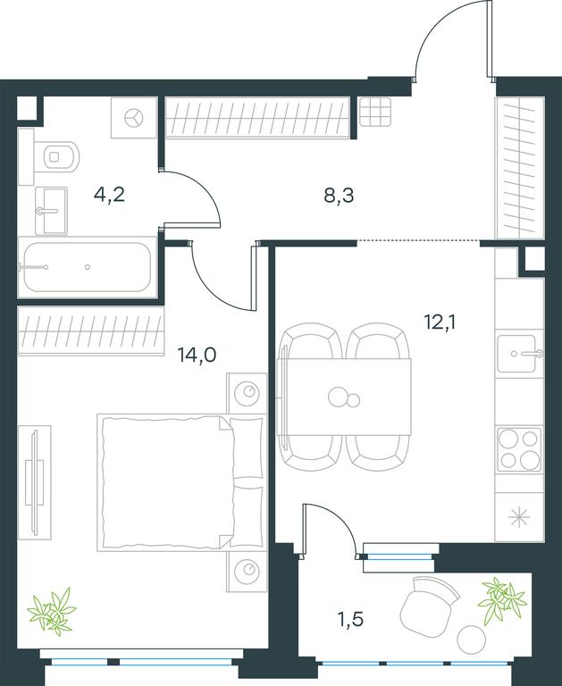 Apartment Sale, 40.1平方米 at Gorod V lesu, Gorod V Lesu Residential Complex, Village of Otradnoye, Krasnogorsk Urban District, Moscow Region, Russia #1