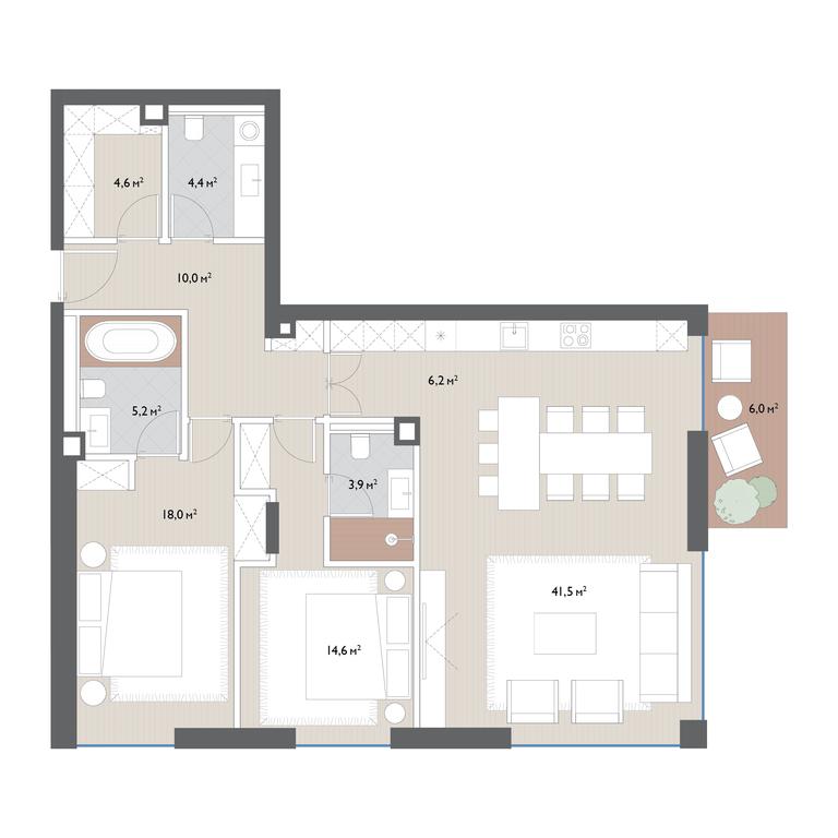 2-BD Apartment Sale, 114 sq. m. at Vishnevyi Sad, Mosfilmovskaya Street, 1А, Moscow, Russia #1