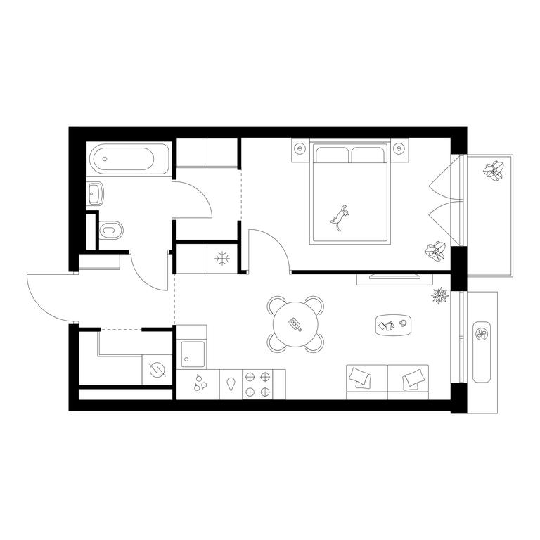 1-BD Apartment Sale, 36.1 sq. m. at Salarevo Park, Salaryevskaya Street, 8к1, Moskovskiy Settlement, Moscow, Russia #1
