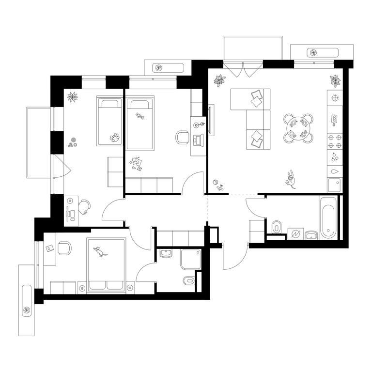 3-BD Apartment Sale, 75.6 sq. m. at Salarevo Park, Salaryevskaya Street, 8к1, Moskovskiy Settlement, Moscow, Russia #1