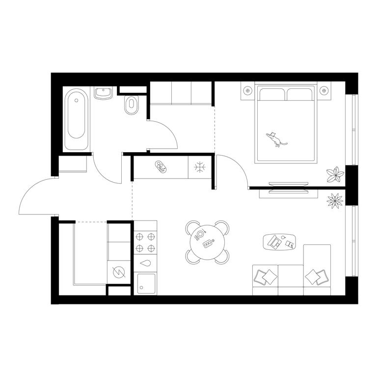 1-BD Apartment Sale, 38.1 sq. m. at Salarevo Park, Salaryevskaya Street, 8к1, Moskovskiy Settlement, Moscow, Russia #1
