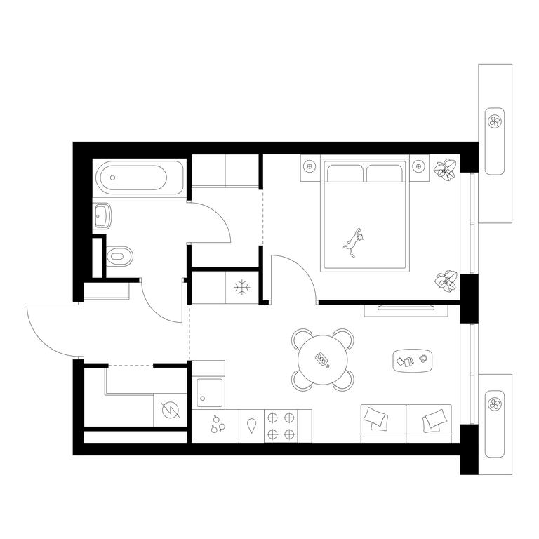1-BD Apartment Sale, 32.3 sq. m. at Salarevo Park, Salaryevskaya Street, 8к1, Moskovskiy Settlement, Moscow, Russia #1