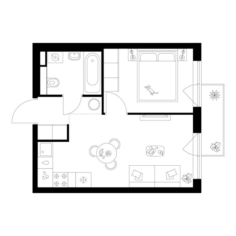 1-BD Apartment Sale, 32.7平方米 at Salarevo Park, Salaryevskaya Street, 8к1, Moskovskiy Settlement, Moscow, Russia #1