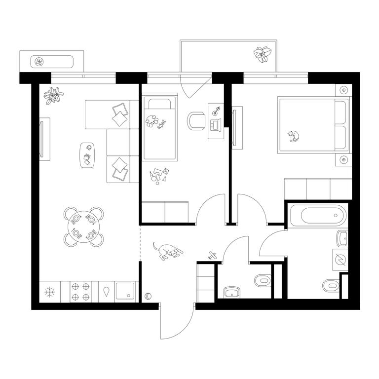 2-BD Apartment Sale, 51.5 sq. m. at Salarevo Park, Salaryevskaya Street, 8к1, Moskovskiy Settlement, Moscow, Russia #1