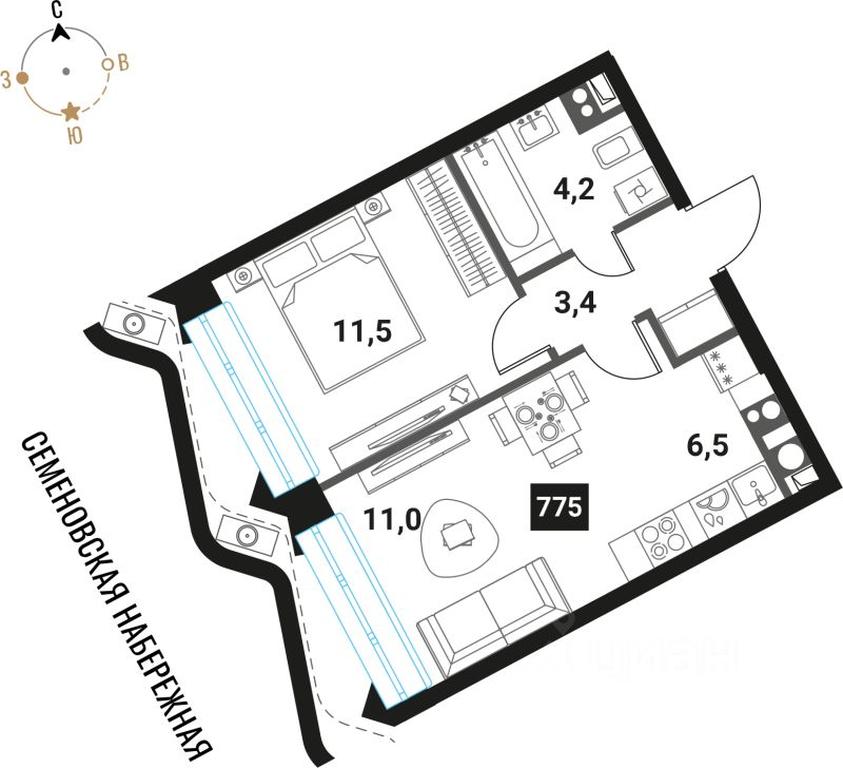 1-BD Apartment Sale, 36.6 sq. m. at Intelligent, Semyonovskaya Embankment, Moscow, Russia #1 1-BD Apartment Sale, 36.6 sq. m. at Intelligent, Semyonovskaya Embankment, Moscow, Russia #1