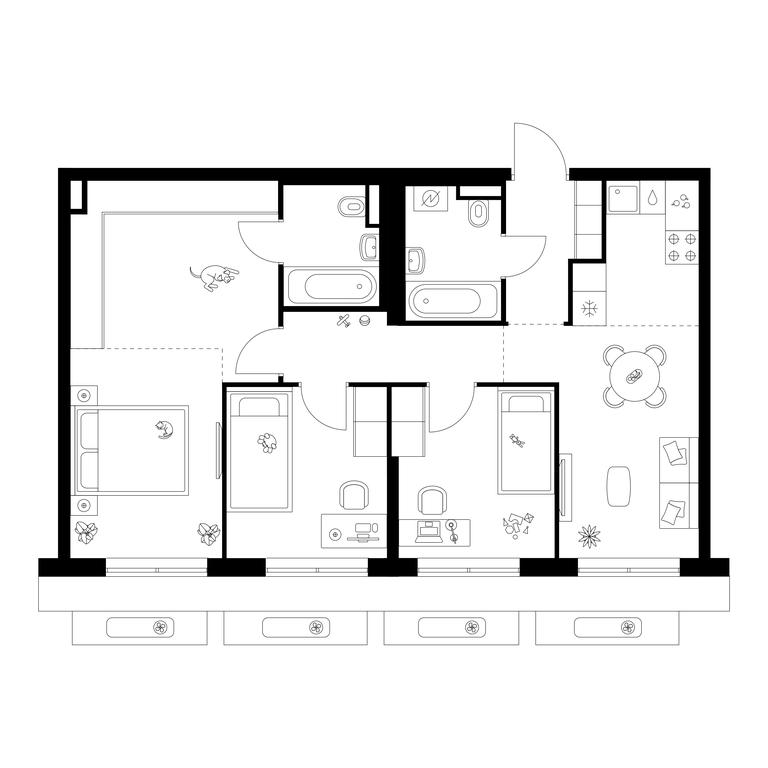 3-BD Apartment Sale, 70.6 sq. m. at Salarevo Park, Salaryevskaya Street, 8к1, Moskovskiy Settlement, Moscow, Russia #1