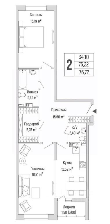 1-BD Apartment Sale, 76.72平方米 at Бузланово, Krasnogorsk Urban District, Moscow Region, Russia #1 1-BD Apartment Sale, 76.72平方米 at Бузланово, Krasnogorsk Urban District, Moscow Region, Russia #1