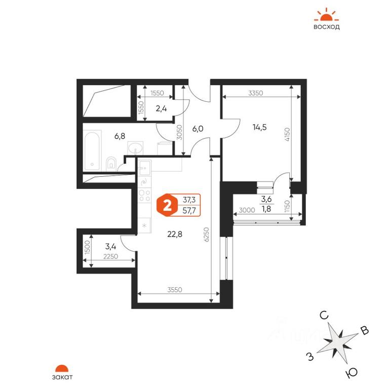 1-BD Apartment Sale, 57.7平方米 at Ideal, Proyektnaya ulitsa, Gagarina Microdistrict, Balashikha, Moscow Region, Russia #1 1-BD Apartment Sale, 57.7平方米 at Ideal, Proyektnaya ulitsa, Gagarina Microdistrict, Balashikha, Moscow Region, Russia #1