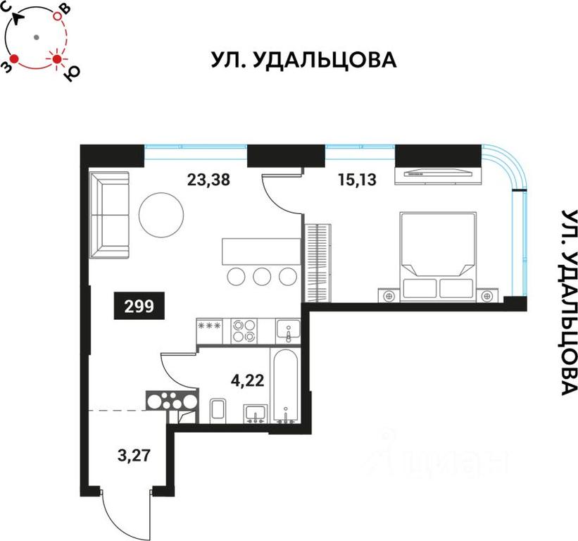 1-BD Apartment Sale, 46平方米 at Innovator, Michurinsky Avenue, Moscow, Russia #1 1-BD Apartment Sale, 46平方米 at Innovator, Michurinsky Avenue, Moscow, Russia #1