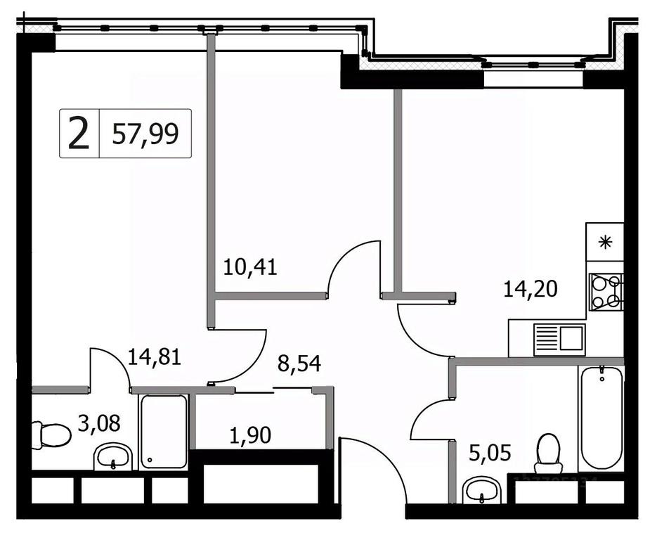 1-BD Apartment Sale, 57.99 sq. m. at Gorodskie istorii (Rasskazovka), Anny Akhmatovoy Street, Vnukovskoye Settlement, Moscow, Russia #1