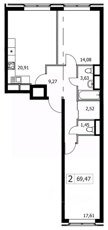 1-BD Apartment Sale, 69.47 sq. m. at Gorodskie istorii (Rasskazovka), Anny Akhmatovoy Street, Vnukovskoye Settlement, Moscow, Russia #1