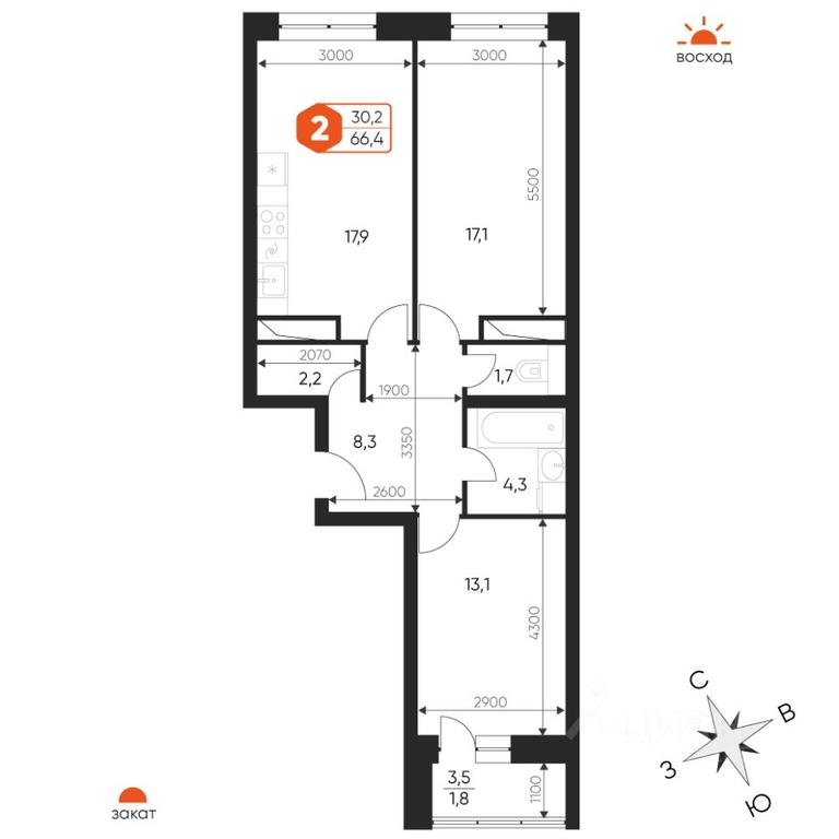 2-BD Apartment Sale, 66.4平方米 at Ideal, Proyektnaya ulitsa, Gagarina Microdistrict, Balashikha, Moscow Region, Russia #1 2-BD Apartment Sale, 66.4平方米 at Ideal, Proyektnaya ulitsa, Gagarina Microdistrict, Balashikha, Moscow Region, Russia #1