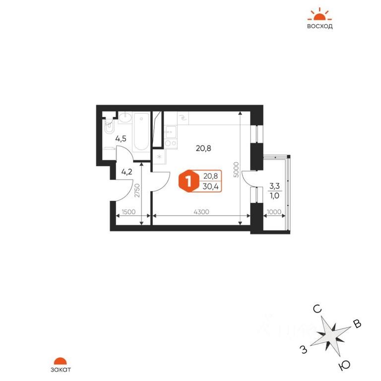 Apartment Sale, 30.4平方米 at Ideal, Proyektnaya ulitsa, Gagarina Microdistrict, Balashikha, Moscow Region, Russia #1 Apartment Sale, 30.4平方米 at Ideal, Proyektnaya ulitsa, Gagarina Microdistrict, Balashikha, Moscow Region, Russia #1