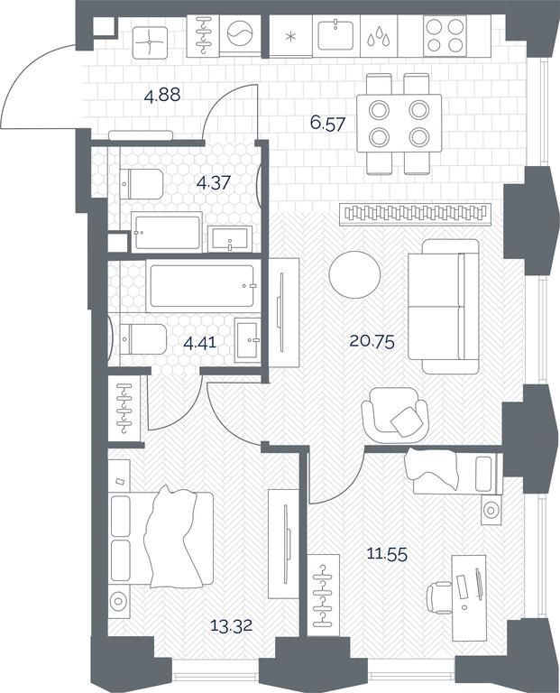 1-BD Apartment Sale, 65.85 sq. m. at TATE, Vetkina Street, Moscow, Russia #1 1-BD Apartment Sale, 65.85 sq. m. at TATE, Vetkina Street, Moscow, Russia #1