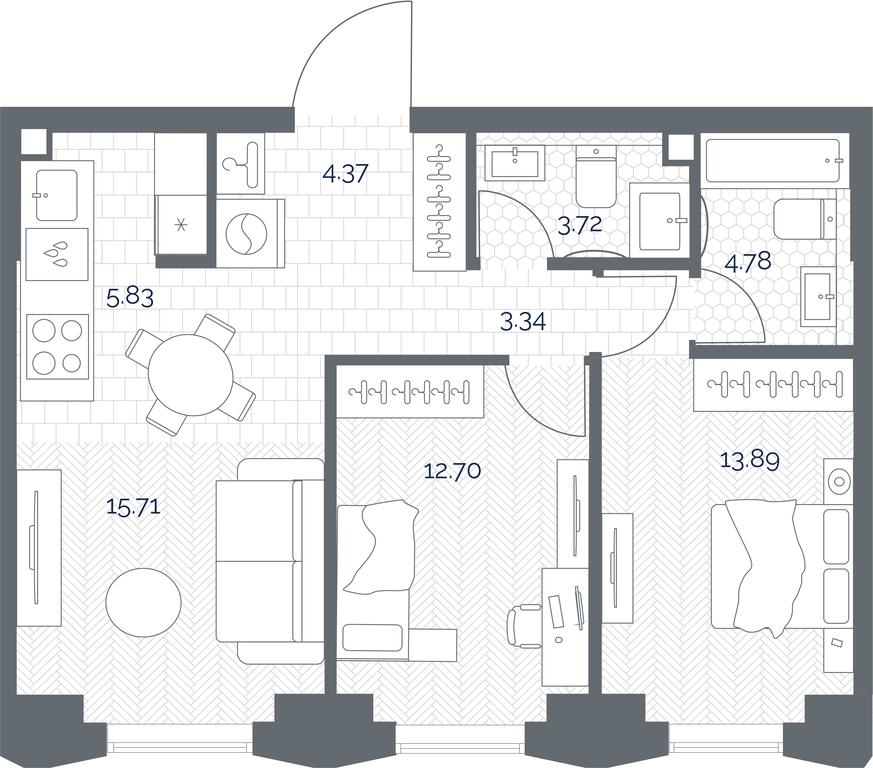 1-BD Apartment Sale, 64.34 sq. m. at TATE, Vetkina Street, Moscow, Russia #1 1-BD Apartment Sale, 64.34 sq. m. at TATE, Vetkina Street, Moscow, Russia #1