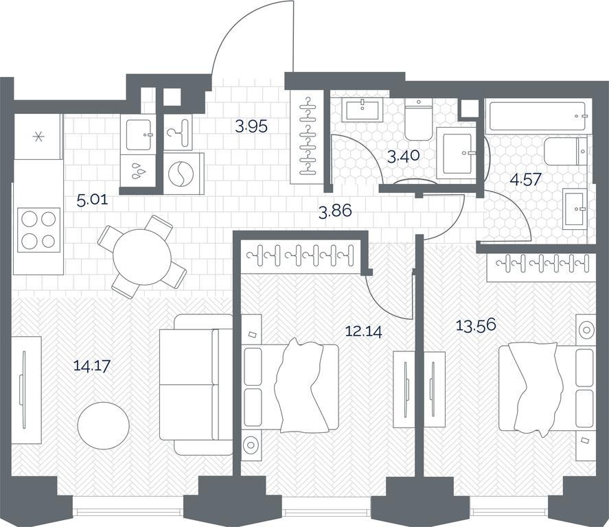 1-BD Apartment Sale, 60.66平方米 at TATE, Vetkina Street, Moscow, Russia #1 1-BD Apartment Sale, 60.66平方米 at TATE, Vetkina Street, Moscow, Russia #1