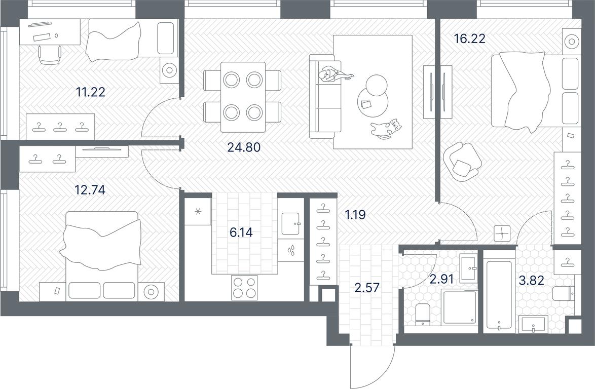 2-BD Apartment Sale, 81.61 sq. m. at TATE, Vetkina Street, Moscow, Russia #1 2-BD Apartment Sale, 81.61 sq. m. at TATE, Vetkina Street, Moscow, Russia #1