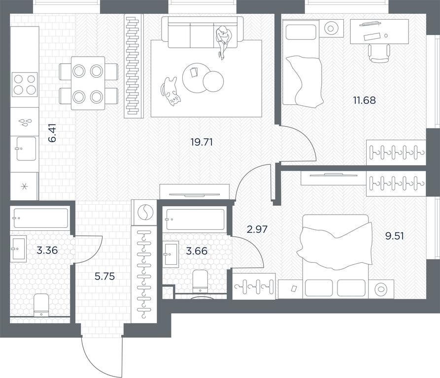 1-BD Apartment Sale, 63.05 sq. m. at TATE, Vetkina Street, Moscow, Russia #1