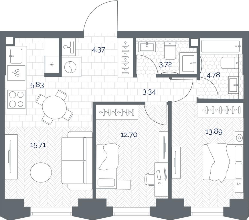 1-BD Apartment Sale, 64.34 sq. m. at TATE, Vetkina Street, Moscow, Russia #1 1-BD Apartment Sale, 64.34 sq. m. at TATE, Vetkina Street, Moscow, Russia #1