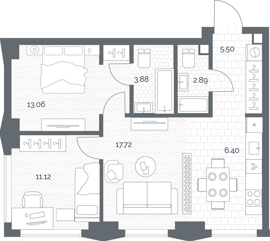 1-BD Apartment Sale, 60.57 sq. m. at TATE, Vetkina Street, Moscow, Russia #1 1-BD Apartment Sale, 60.57 sq. m. at TATE, Vetkina Street, Moscow, Russia #1