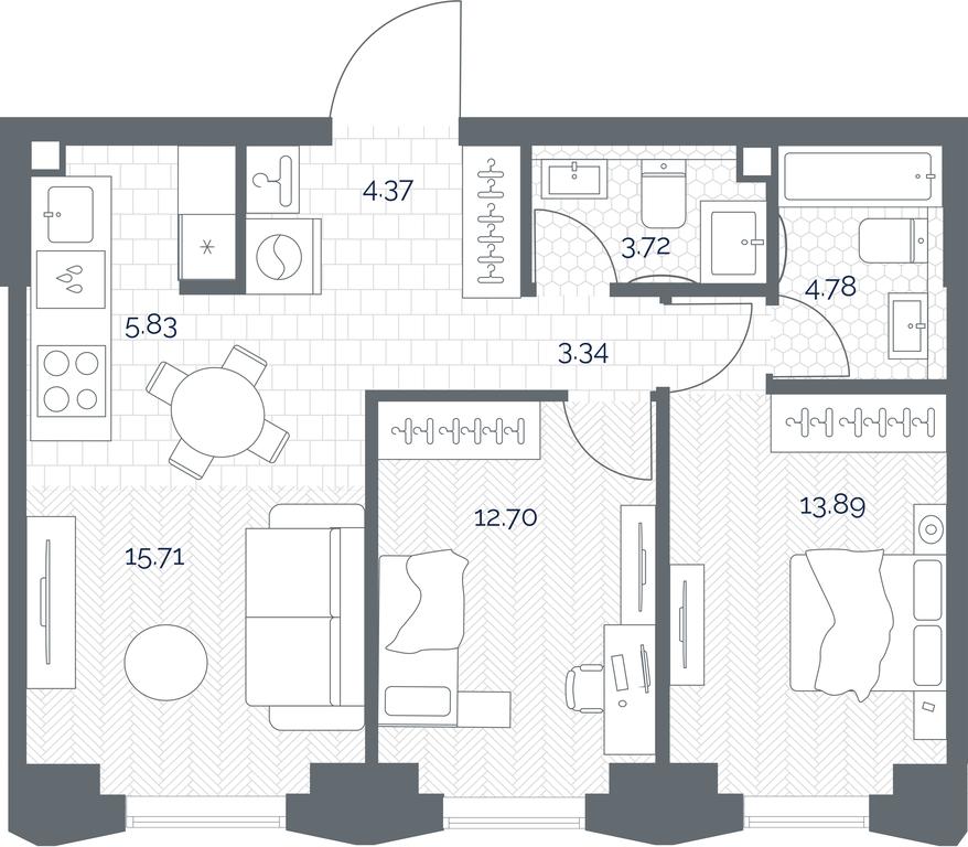 1-BD Apartment Sale, 64.34 sq. m. at TATE, Vetkina Street, Moscow, Russia #1 1-BD Apartment Sale, 64.34 sq. m. at TATE, Vetkina Street, Moscow, Russia #1