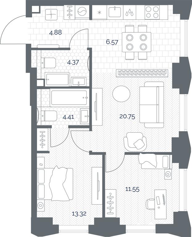 1-BD Apartment Sale, 65.85 sq. m. at TATE, Vetkina Street, Moscow, Russia #1